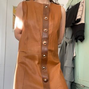 VINTAGE 70'S FUNKY LEATHER DROP WAIST VEST - S/M S